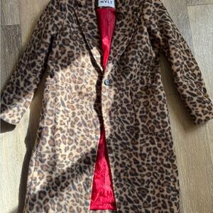 NVLT  Animal Print Coat with Bright Red Interior